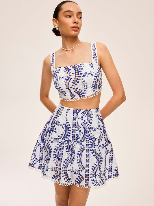 Dantel Detaylı Nakışlı Etek Takımı