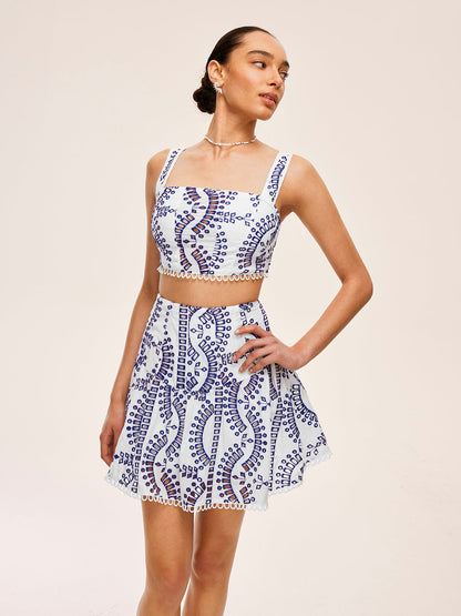 Dantel Detaylı Nakışlı Etek Takımı