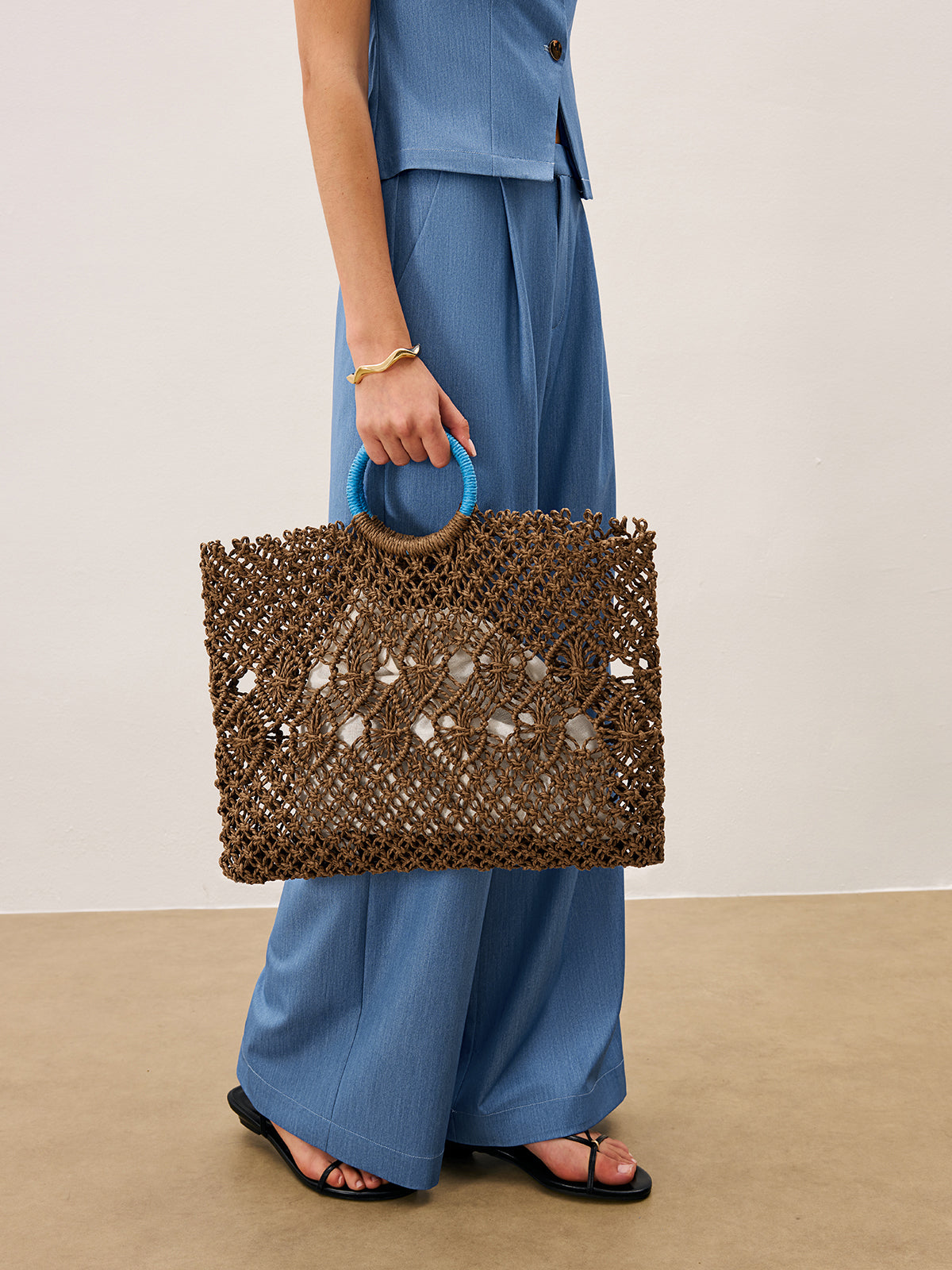 İç Astar Detaylı Örgü Tote Çanta