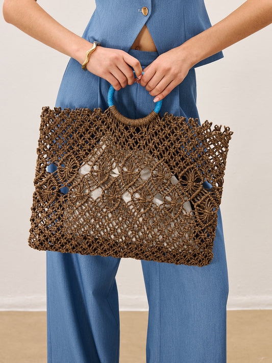 İç Astar Detaylı Örgü Tote Çanta