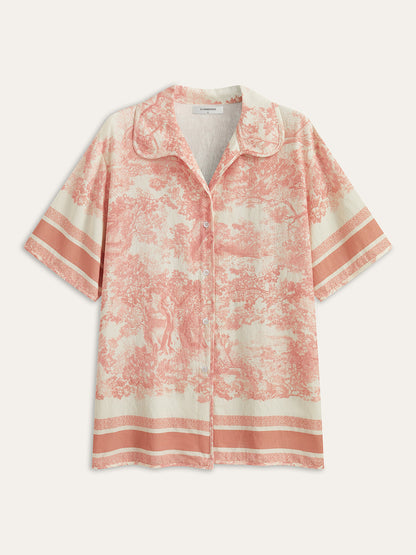 Baskılı Kontrast Kenar Detaylı Şort Takımı