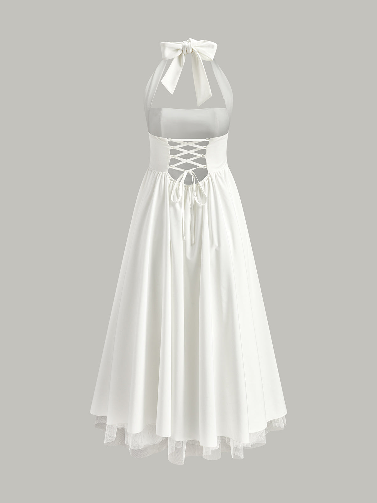 Halter Yaka Sırtı Açık Fermuarlı Kolsuz Elbise