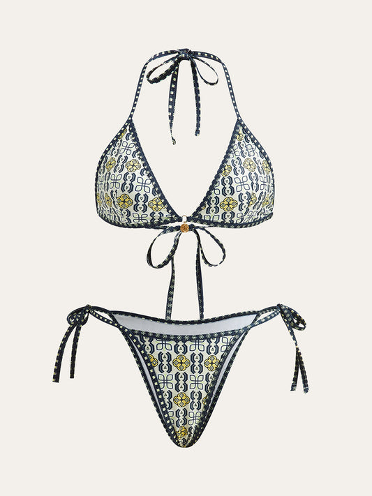 Çekici Desenli Halter Bikini Takımı