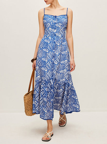 Pamuk Nakış İşlemeli İnce Askılı Elbise