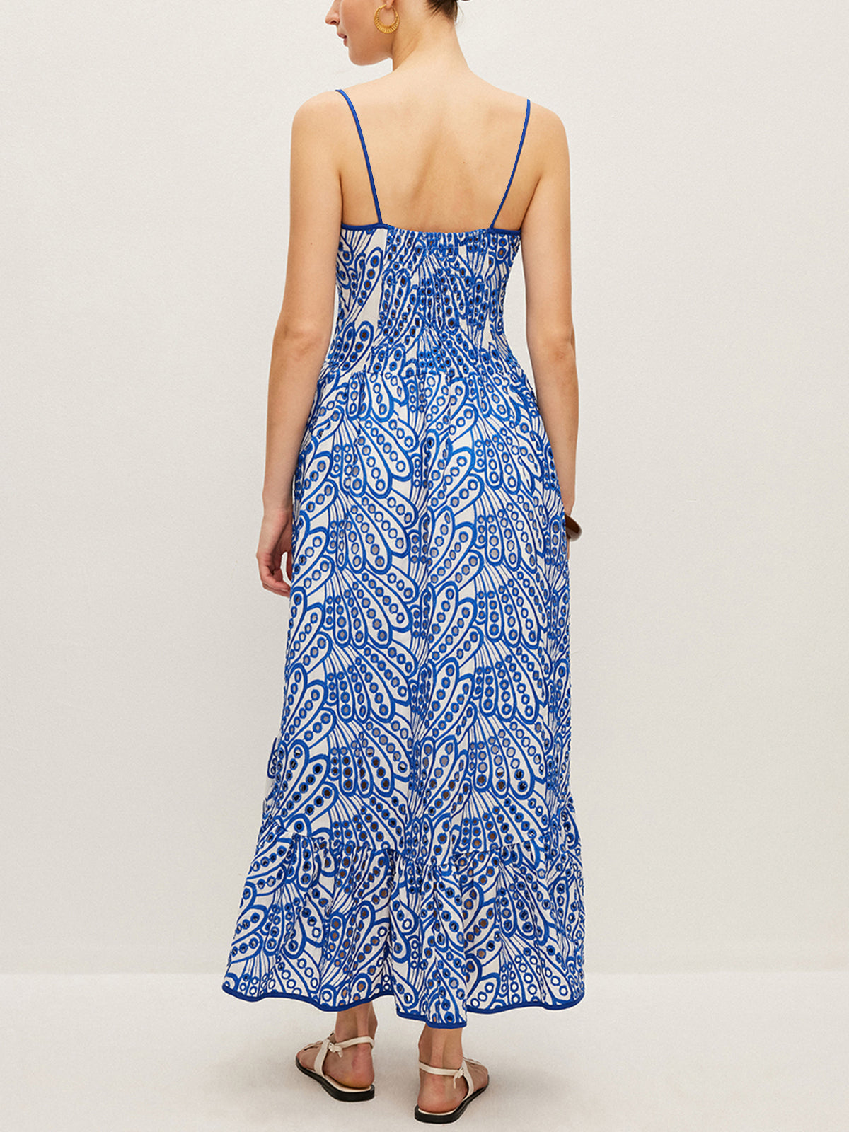 Pamuk Nakış İşlemeli İnce Askılı Elbise