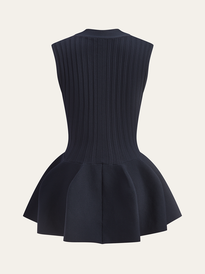 Yapılandırılmış Peplum Düğmeli Örgü Yelek