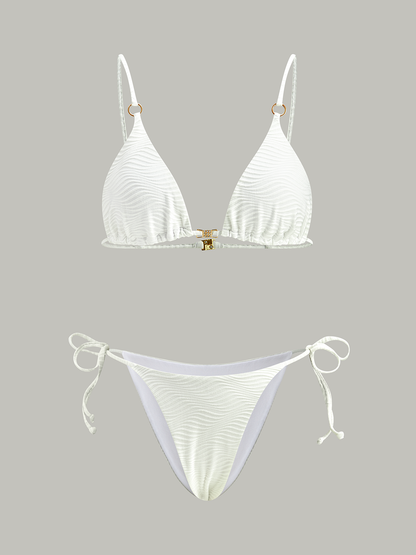 Şık Doku Detaylı Bikini Takımı Yazlık Mükemmel Görünüm