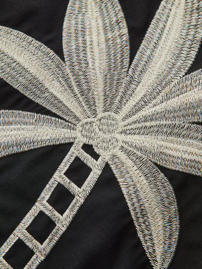 Nakış Detaylı Yüksek Bel Geniş Paça Pantolon