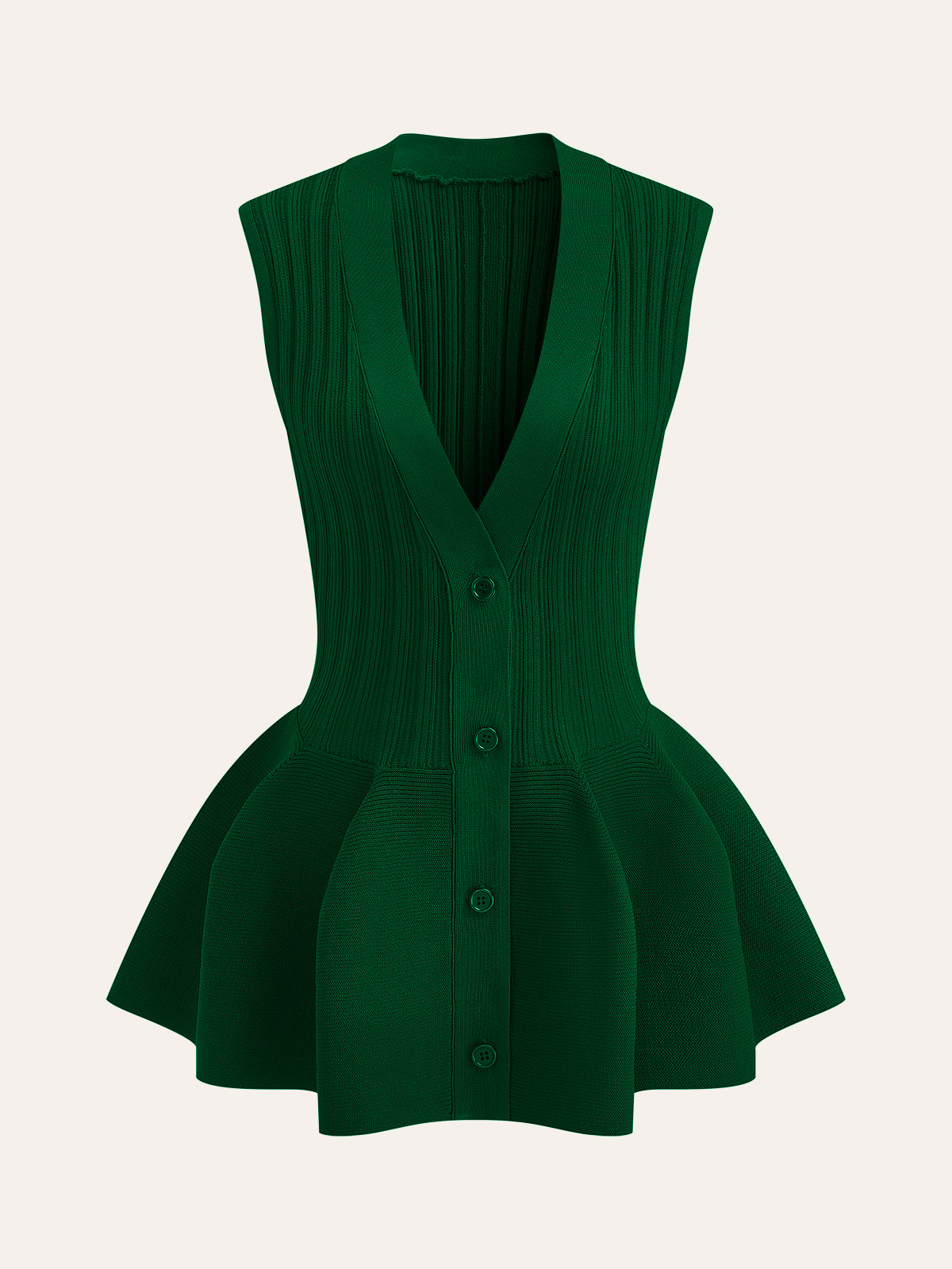 Yapılandırılmış Peplum Düğmeli Örgü Yelek