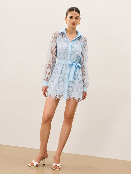 2’si 1 Arada Şeffaf Dantelli Mini Elbise