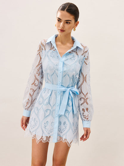 2’si 1 Arada Şeffaf Dantelli Mini Elbise