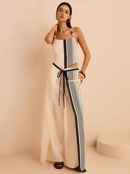 Çizgili Düşük Bel Pantolon