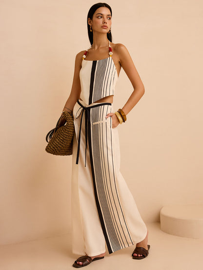 Çizgili Düşük Bel Pantolon