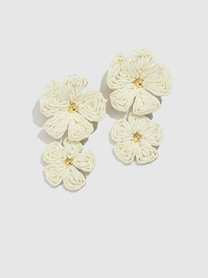 Altın Yaldızlı Dantel Yaprak Küpeler