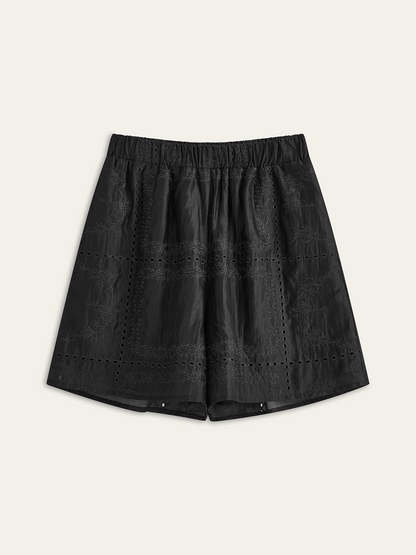 Nakış Detaylı Uzun Kollu Şort Takım