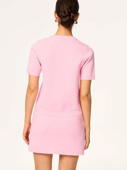 Triko Kısa Kollu Hırka ve Etek Takımı