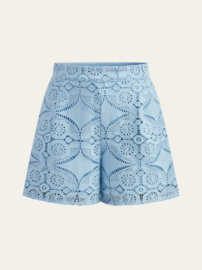 Kemer Hariç Dantelli Puff Kol Şort Takımı
