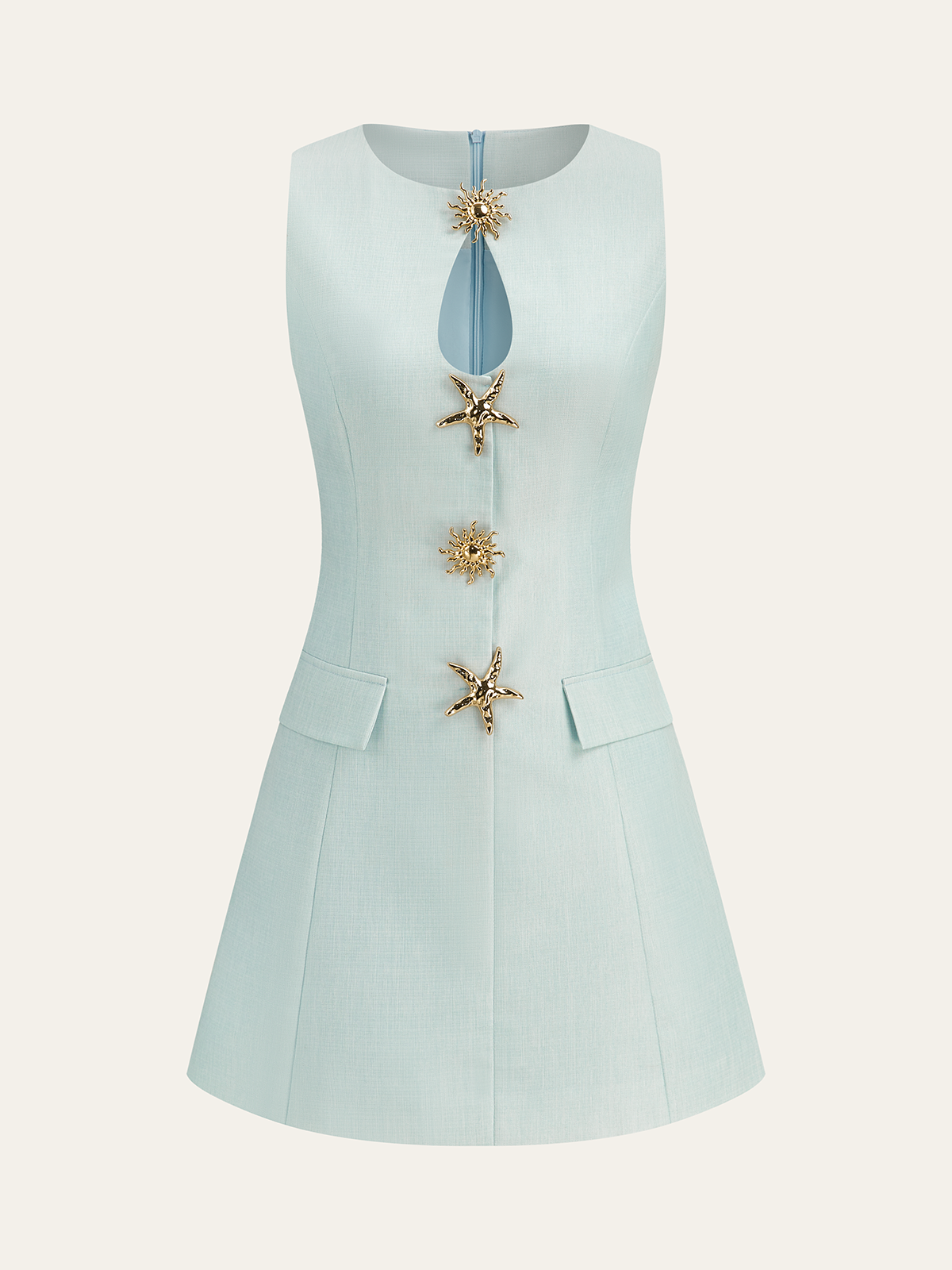 Çiçek Desenli, Dekoratif Cepli Elbise