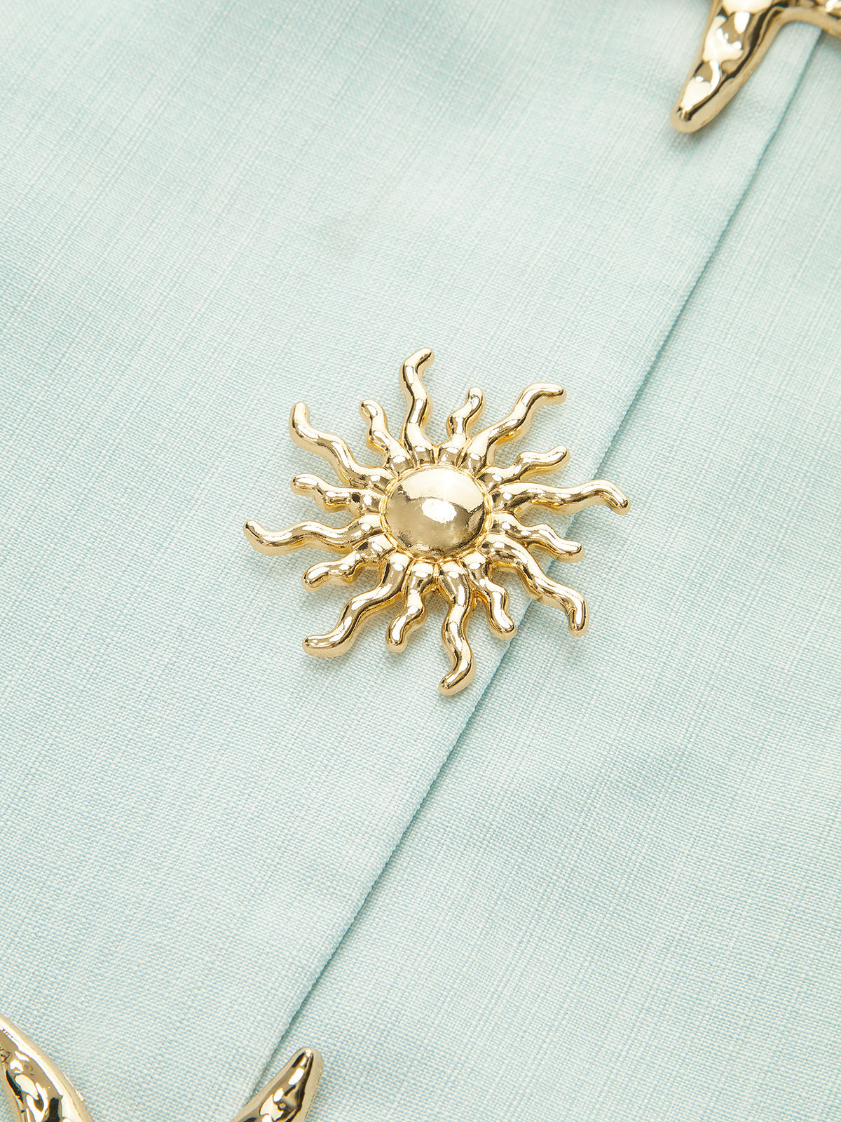 Çiçek Desenli, Dekoratif Cepli Elbise