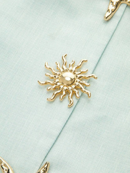 Çiçek Desenli, Dekoratif Cepli Elbise