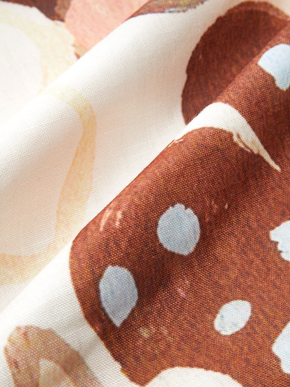 Asimetrik Yaka Kemerli Desenli Elbise