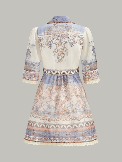 Yarı Şeffaf Kemerli Düğmeli Elbise