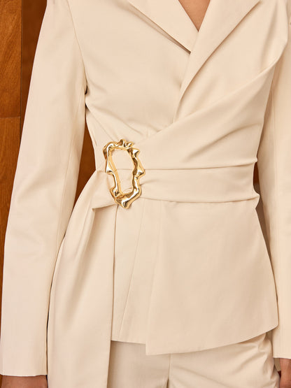 Asymmetric Belted Blazer