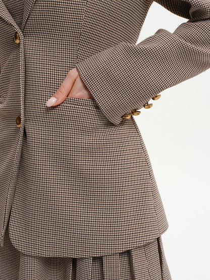 Houndstooth Metal Button Blazer