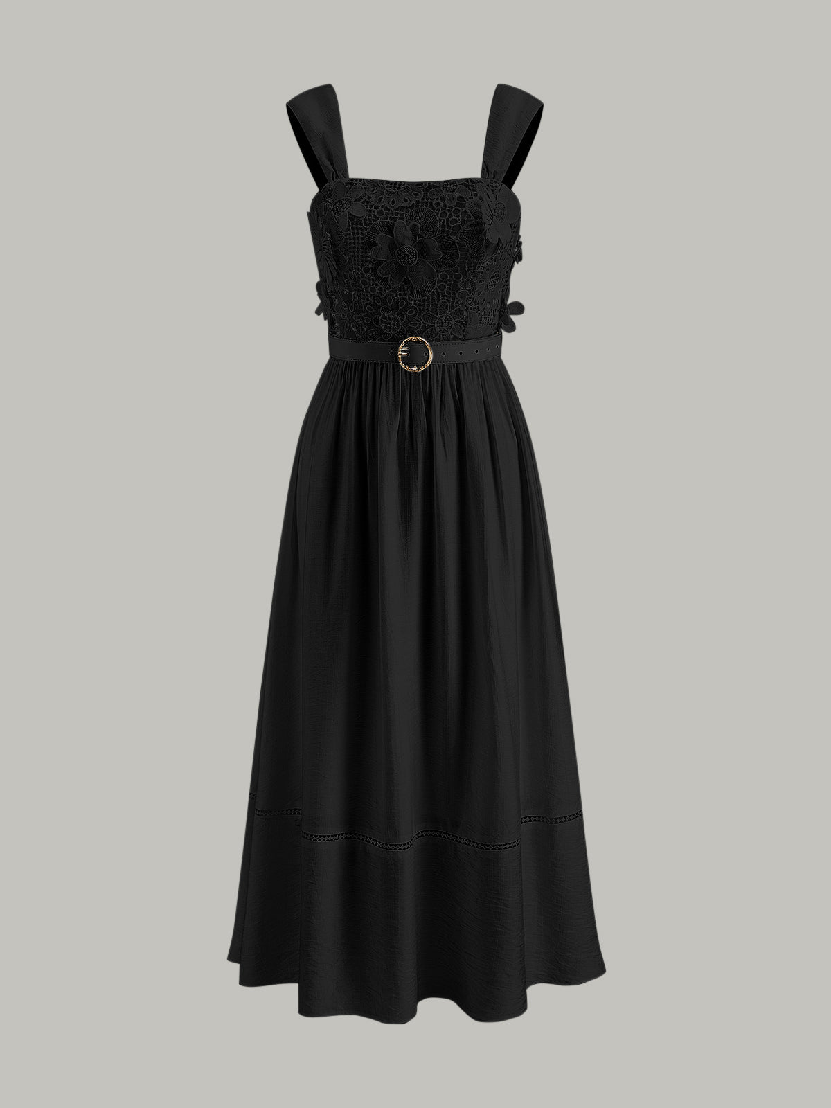 Pamuklu Çiçek Dantel Kemerli Elbise