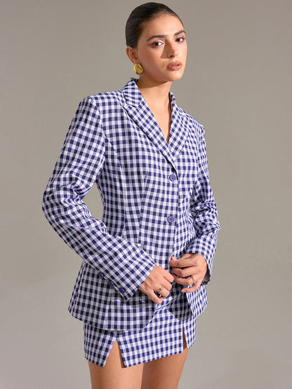 Pocket Vintage Gingham Blazer