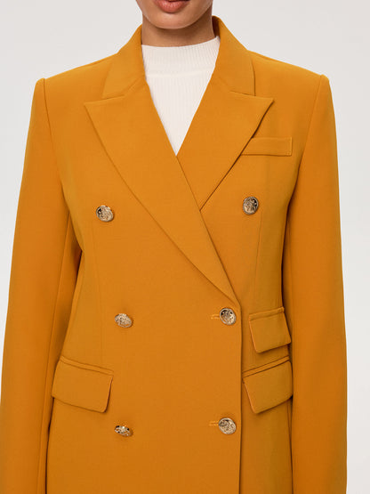 Double-Breasted Metal Button Blazer