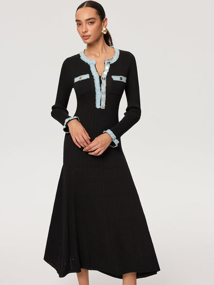 Kot Panelli Triko Maxi Elbise