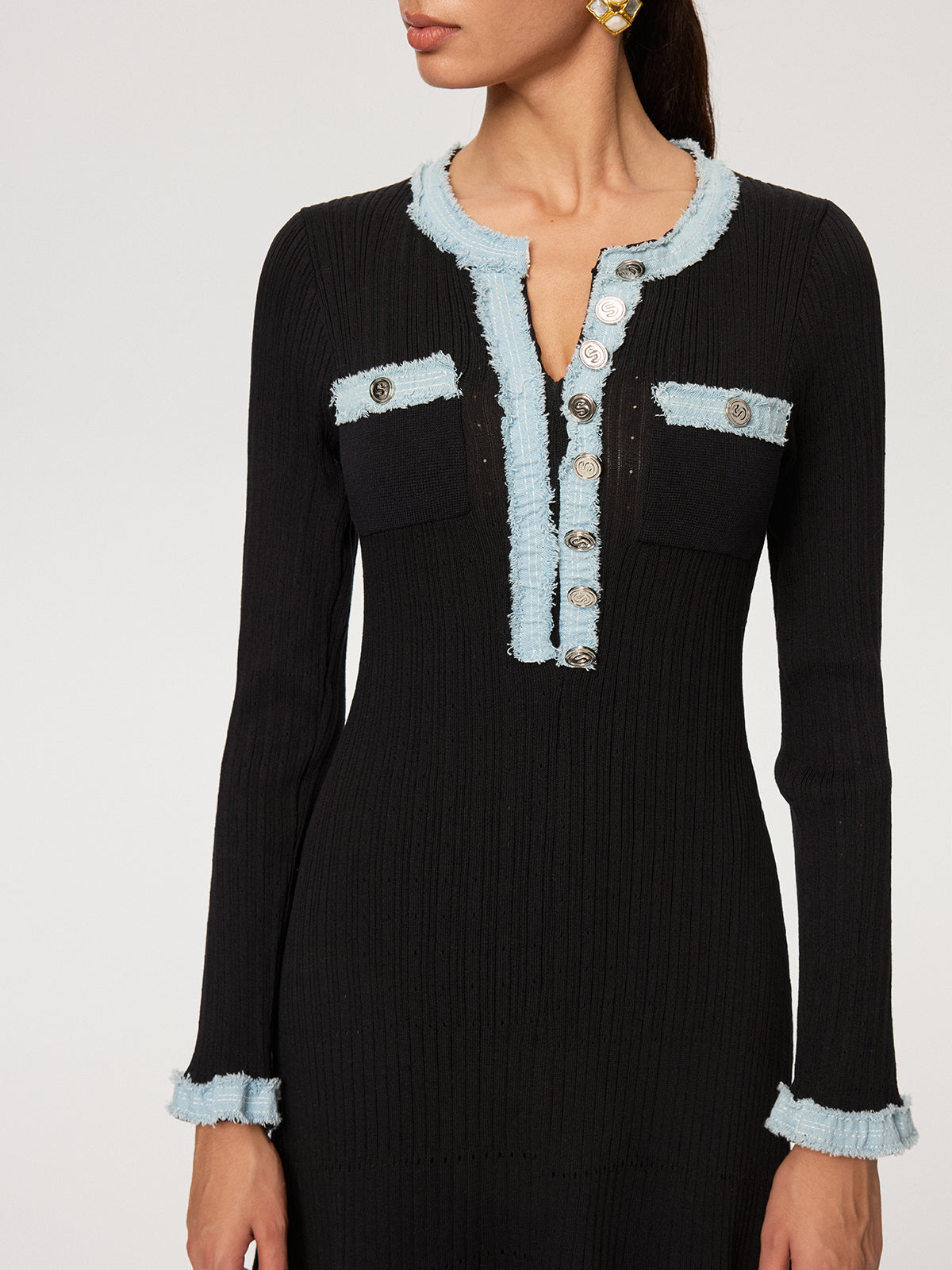 Kot Panelli Triko Maxi Elbise