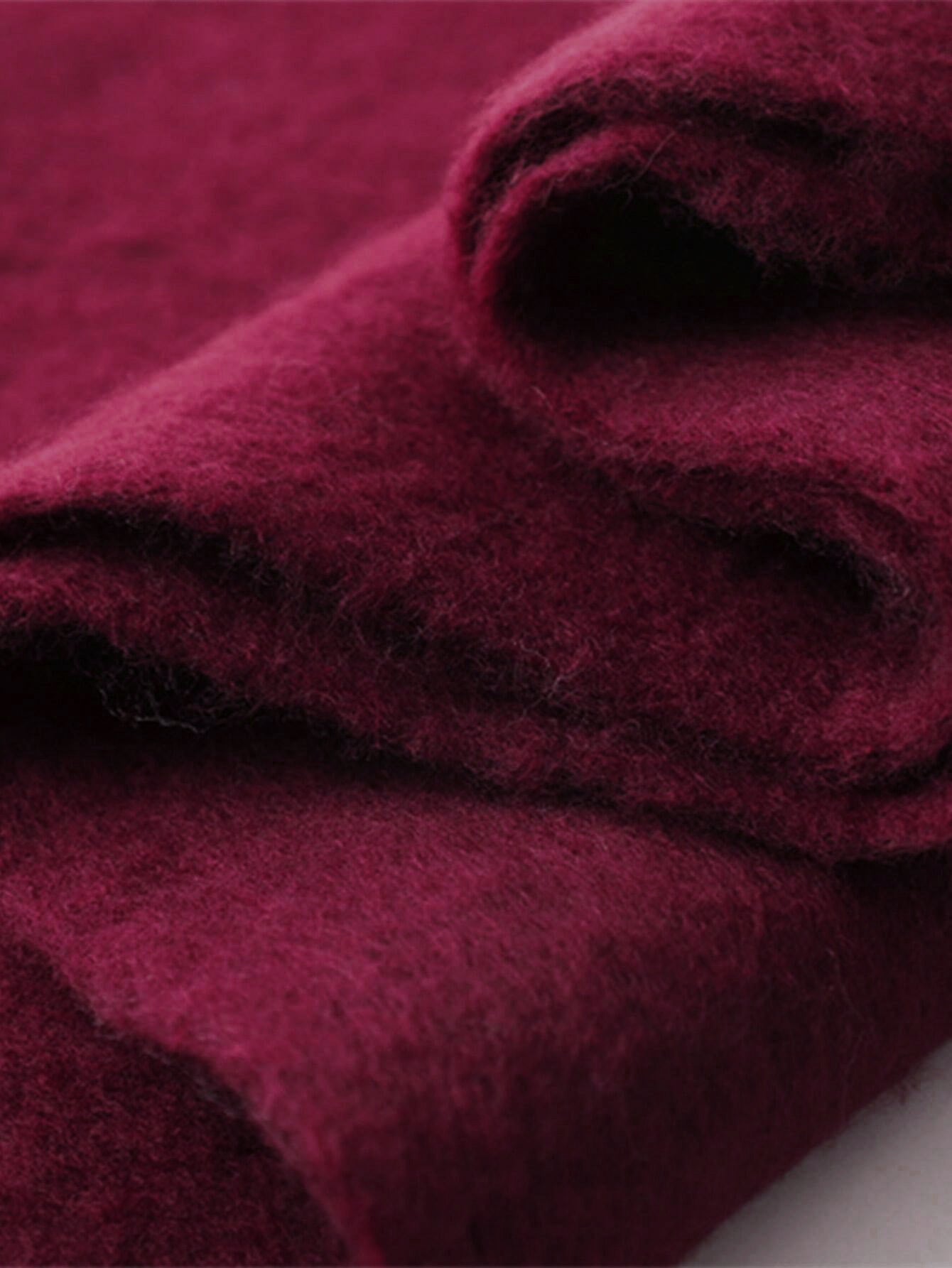 Düz Renkli, Oversize Püsküllü Atkı