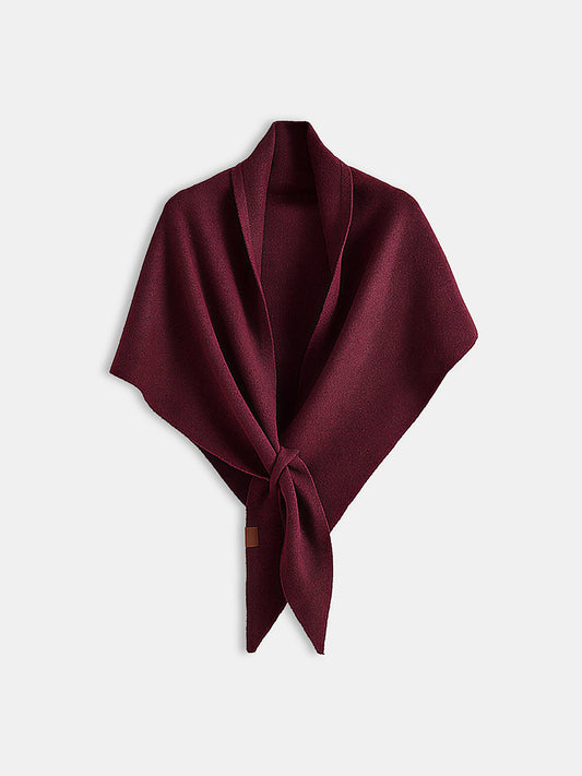 Yün Karışımlı Düz Örgü Üçgen Şal