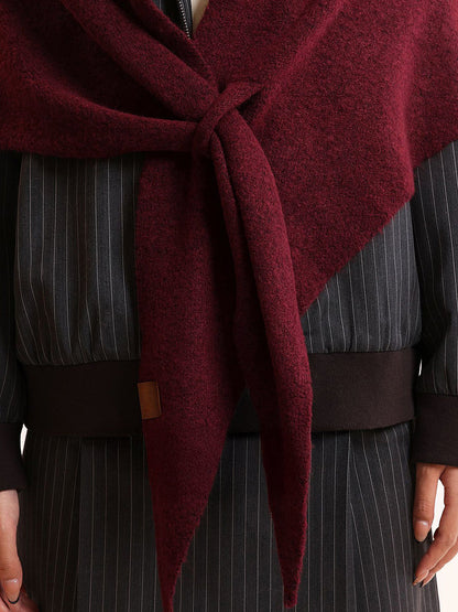 Yün Karışımlı Düz Örgü Üçgen Şal