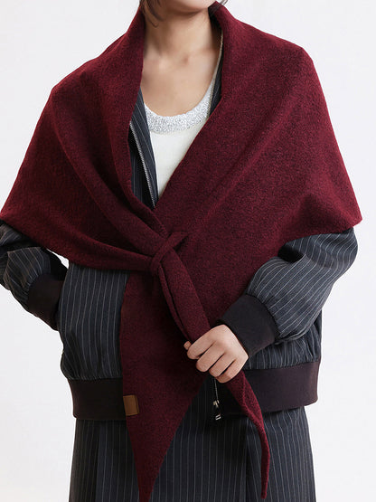 Yün Karışımlı Düz Örgü Üçgen Şal