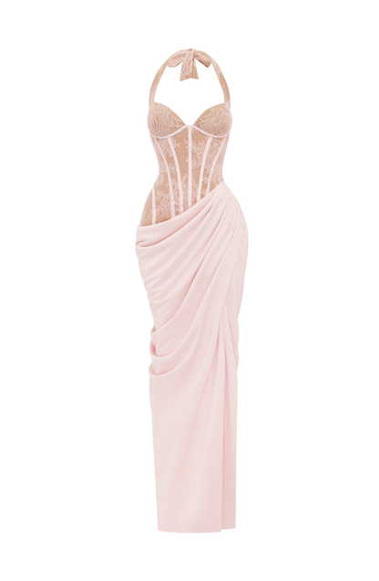 Bonita Maxi Elbise - Pudra Pembe