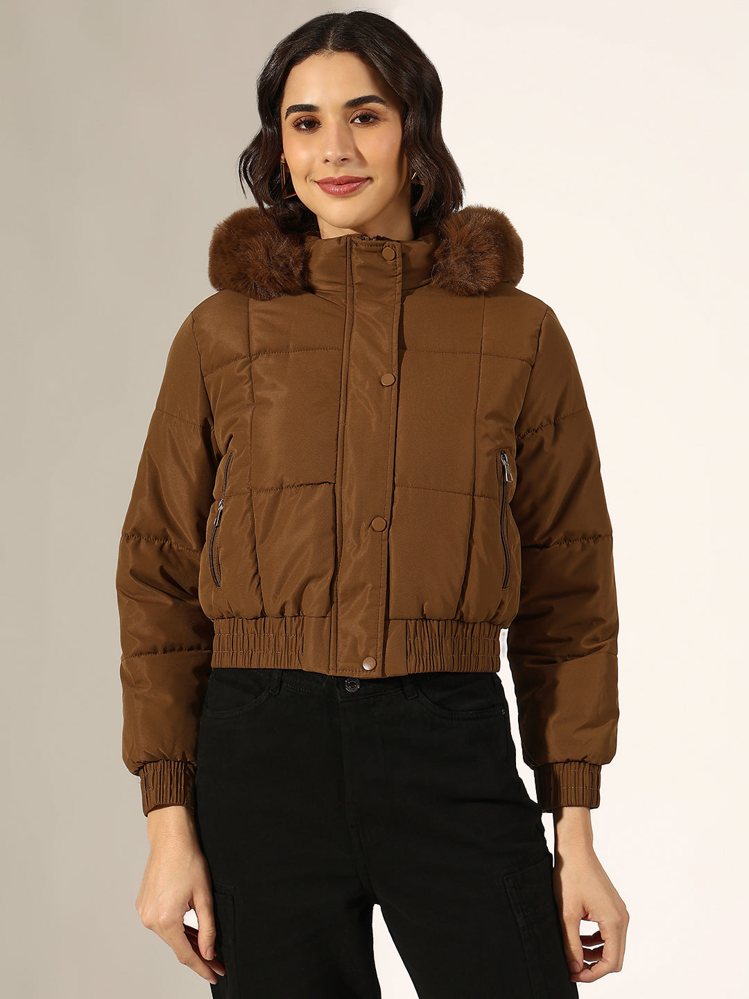 Oona Suni Kürk Kapüşonlu Puffer Mont