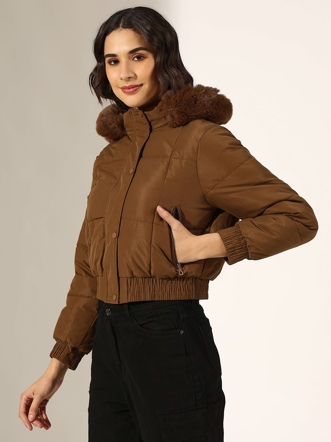 Oona Suni Kürk Kapüşonlu Puffer Mont