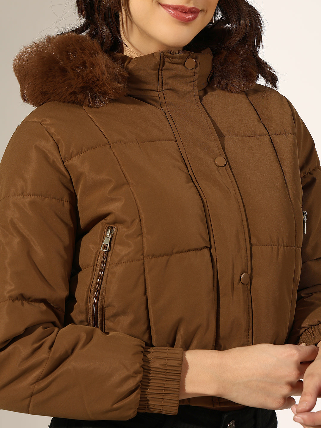 Oona Suni Kürk Kapüşonlu Puffer Mont