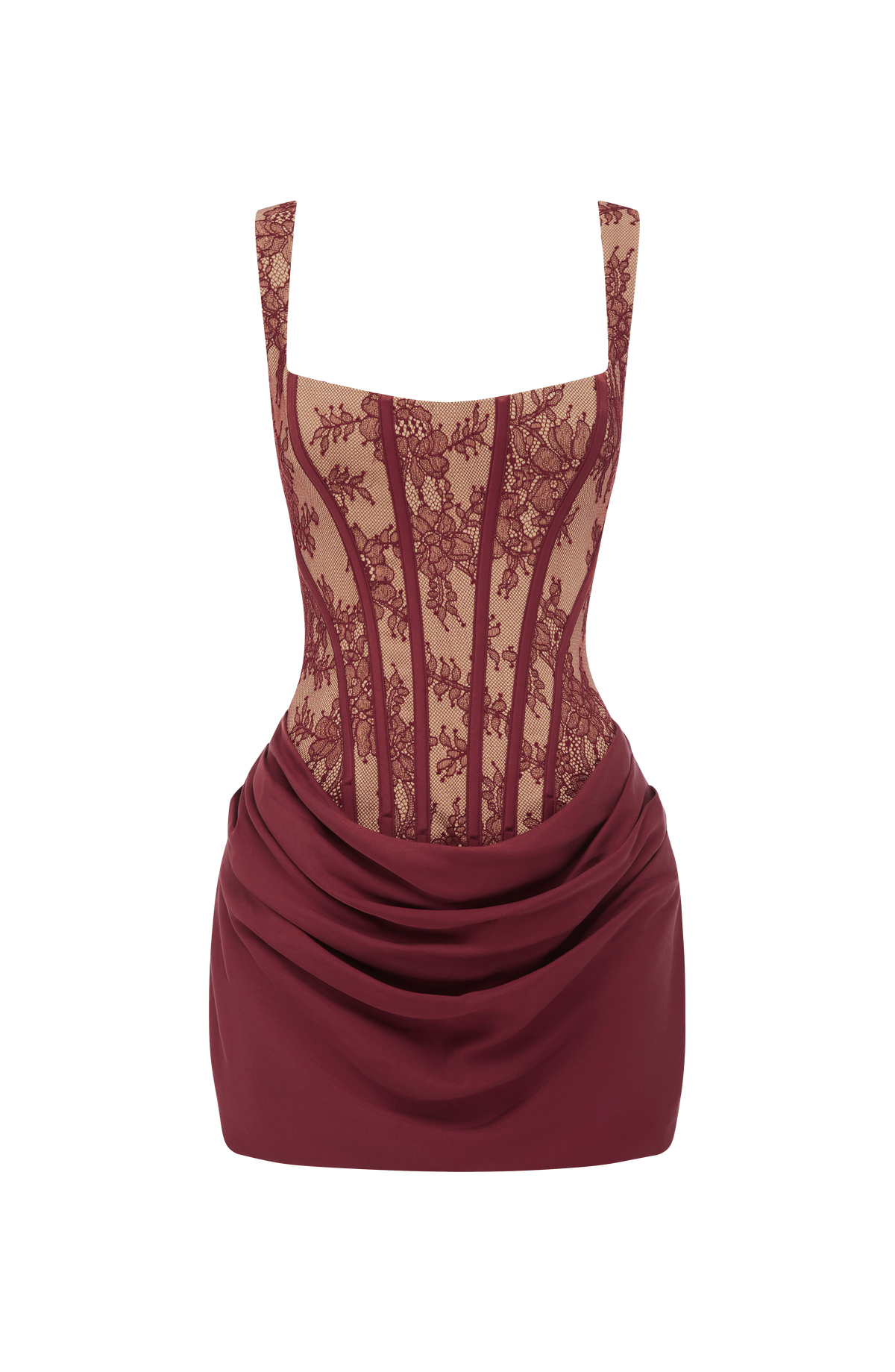 Cornelia Mini Elbise - Bordo