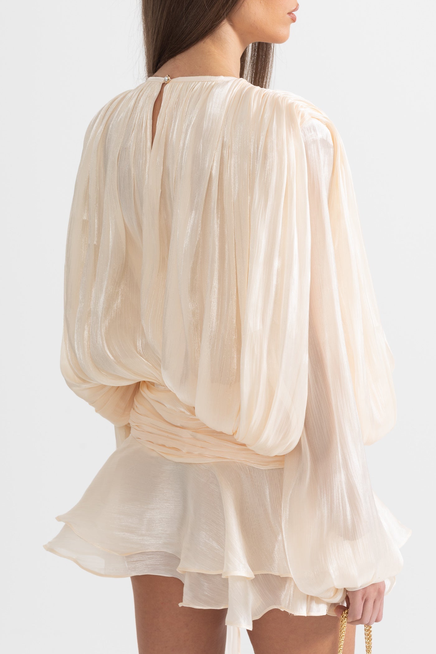 Seraphina Drapeli Fırfır Detaylı Mini Elbise