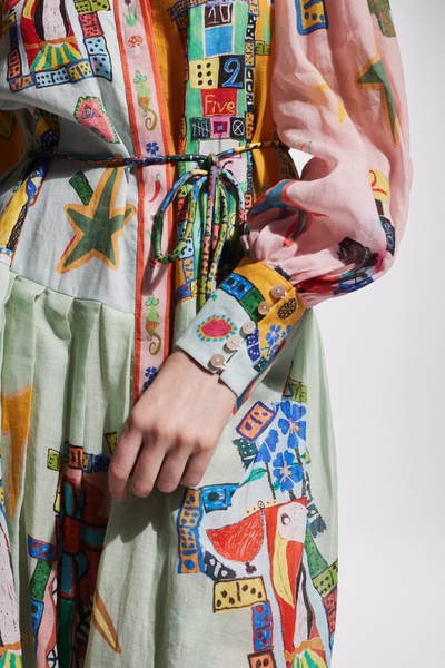 Danielle Balon Kol Patchwork Maxi Elbise