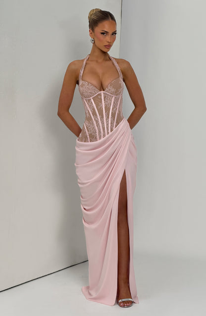 Bonita Maxi Elbise - Pudra Pembe
