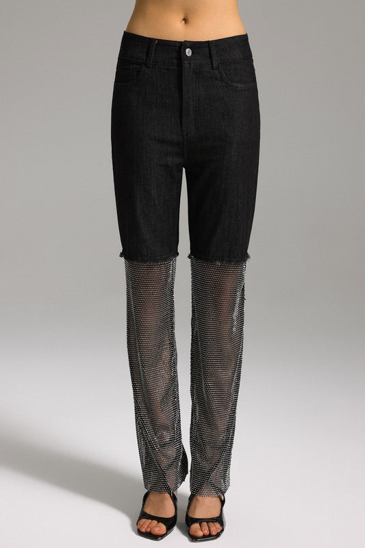 Gunnhild Taş Detaylı Siyah Patchwork Jean