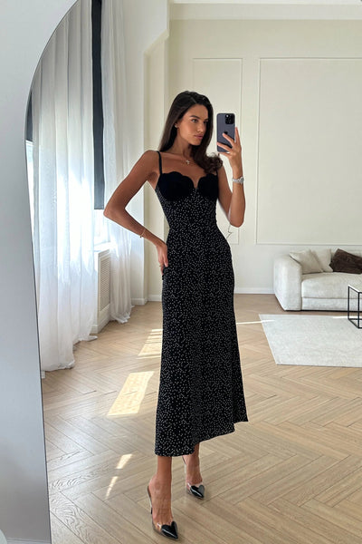 Alésia Kadife Midi Elbise