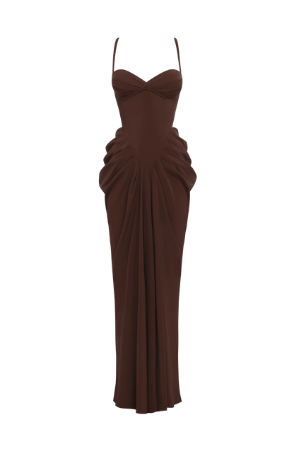 Lucille Maxi Elbise – Mürdüm Kahve