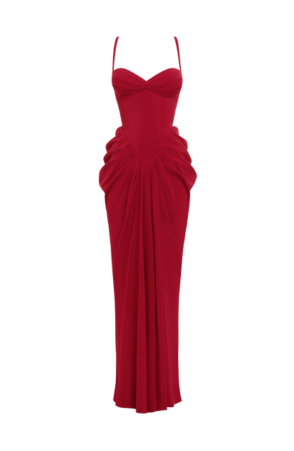 Lucille Maxi Elbise – Koyu Kırmızı