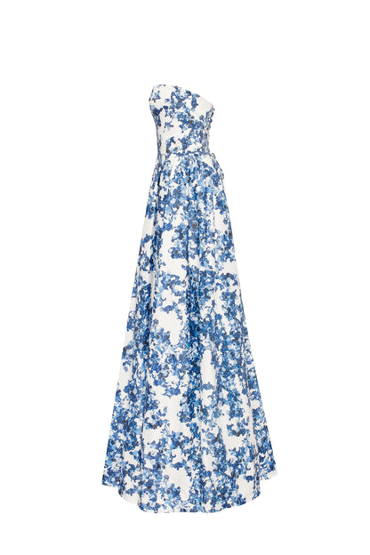 Ethereal Blossom Strapless Maxi Elbise